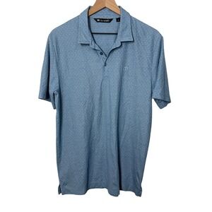TravisMathew Polo‎ Shirt Mens Large Blue Polka Dot Pima Cotton Blend Active Golf